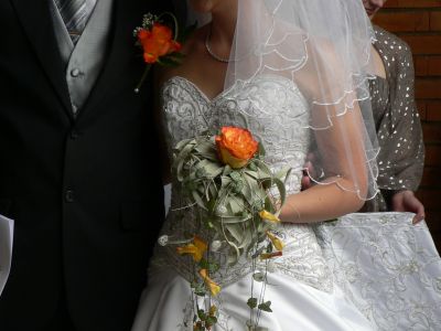 Bouquet de mariés retombant